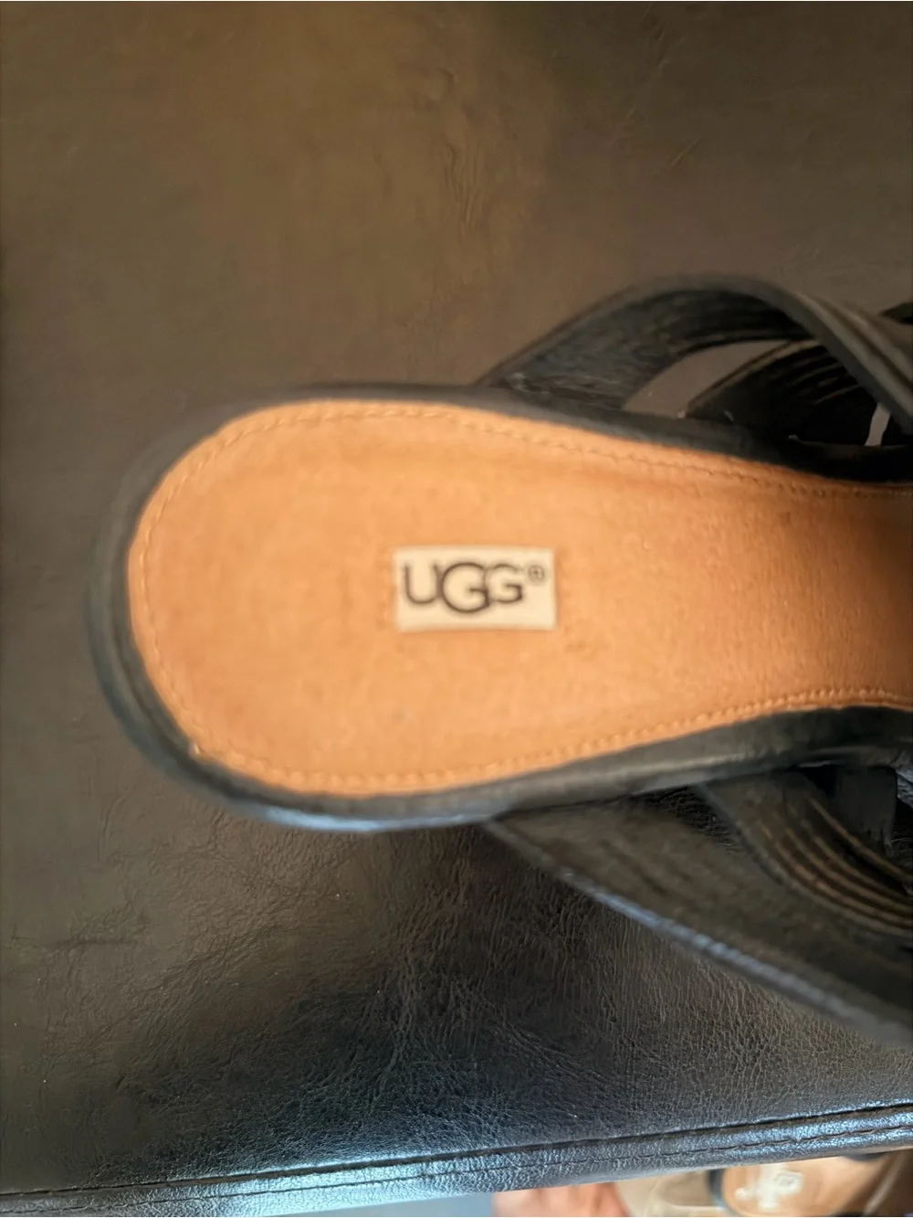 UGG Black Woven Espadrille Wedge Mules
